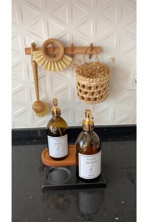 Amber 2-Piece Gold Lid Liquid Soap and Dishwashing Liquid Bottle 500 Ml Soap Dispenser Set Glass mbssb007 - mübish