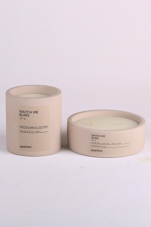 Amber Scented Candle - Concrete Potted Decorative Candle Set of 2 - Olailon