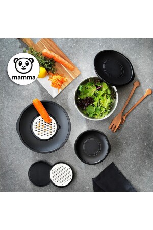 Ambition 16-20-24cm Steel 9-piece Mixing Bowl with Grater AMBITION9PIECES - Mamma