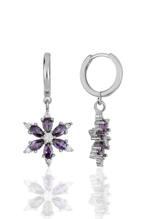 Amethyst Lila Tropfen Stein Kamelie Lotusblüten Ohrringe - Bilsen Store