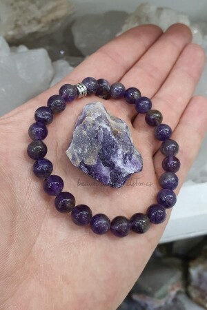 Ametist Doğal Taş Bileklik 8 Mm ( Doğal Taş Hediyeli ) ( Pozitif Enerji -nazar -yaşam Sevinci ) - Beautifulnaturelstones