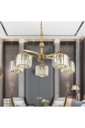 Amir 5-armiger Trommelkristallstein-Kristall-Wohnzimmer-Kronleuchter im modernen Design 3404-05-FR - Apliqa