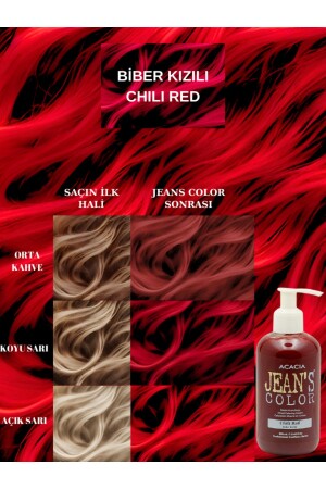 Amonyaksız Renkli Saç Boyası Biber Kızılı 250ml. Kokusuz Su Bazlı Chili Red Hair Dye - Jeans Color
