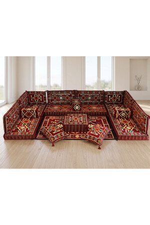 Anadolu Desen Full Set Şark Köşesi Takımı – Otantik Köşe Minderi, Yer Minderi Seti, Kilim Desenli Bohem Oturma Grubu - FEYZA DECOR HOME