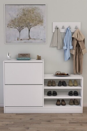 Anatolia 2 Door Sliding Shelf Shoe Rack White - Moonlife