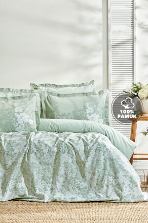 Andressa Double Ranforce Duvet Cover Set - Sage - Yataş