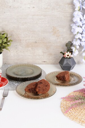 Angdesign Belinda Glass Dessert-cake Plate 6 Pieces Smoked 4100 - ANGDESİGN