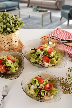 Angdesign Elisya Glass Salad Bowl-Piece of 4 Medium Smoked Smoked 4600 - ANGDESİGN