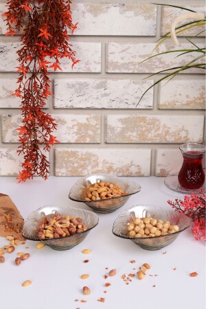 Angdesign Elisya Glass Snack Bowl - 3-Piece Small Size - smoked 4700 - ANGDESİGN