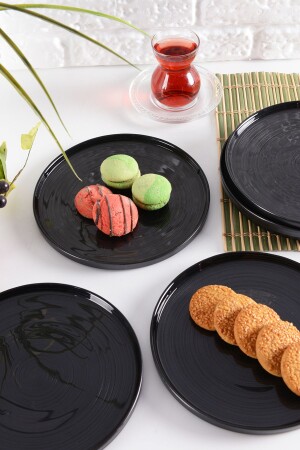 Angdesign Milano Glass Cake-cake-dessert Plate 6-Piece Anthracite 50000 - ANGDESİGN