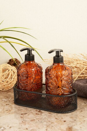 Angdesign Venus Glass Liquid Soap Dispenser Set of 2-metal with Black Stand-amber TYC00515717051 - ANGDESİGN