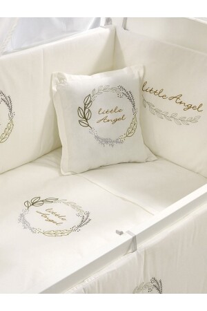 Angel Ecru Embroidered Baby Sleeping Set - 60x120 Cm YU16011745 - Meltem Smart