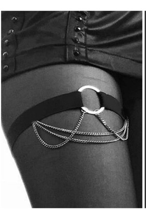Angel Passion Gothic Punk Leg Band with Chain Elastic - Adjustable - Takıconcept