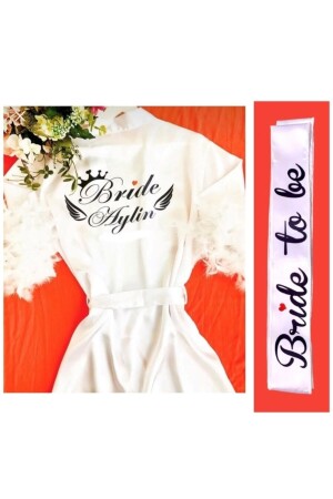 Angel Winged Sleeves Feather Bride Dressing Gown Bridal Dressing Gown And Bride To Be Sash - Bridebyvictoria