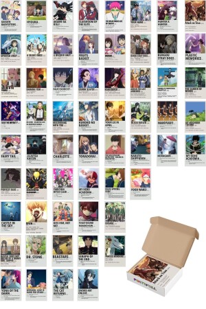Anime Duvar Poster Seti - Manga Poster Kolaj Seti - 60 Adet - Arkası Yapışkanlı - Kutulu Set - Postifull