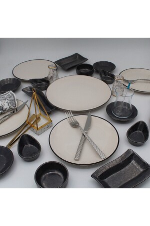 Anka 19 Piece Breakfast Set - Black Mesh ARN19PRCKHVLTKM80 - Arna Porselen