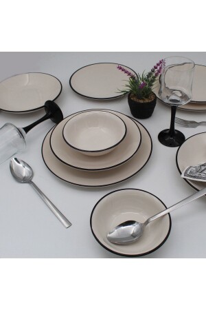 Anka 24 Piece Dinner Set for 6 People - Black Mesh ARN24PRCYT80 - Arna Porselen