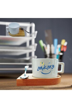 Ankara Design Teacup with Wooden Tray - Kitle Promosyon