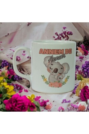 Annem de Annem Koala Anne Bebek Baskılı Süt Beyaz Kupa Bardak - Mug - Ikiseramik