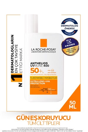 Anthelios Uvmune400 Invisible Fluid Spf50+ Facial Sunscreen for All Skin Types 50 ml - La Roche Posay
