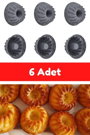 Anthracite 6-Piece Silicone Mini Cake Mold - Muffin Mold 6 Piece Cupcake Mold - Kitchen Design Lab