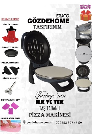 Anthracite - Erato Taşfırınım Pizza Machine, Lahmacun Machine Natural Stone Oven - Timer - 400 °c Taş900 - gözdehome