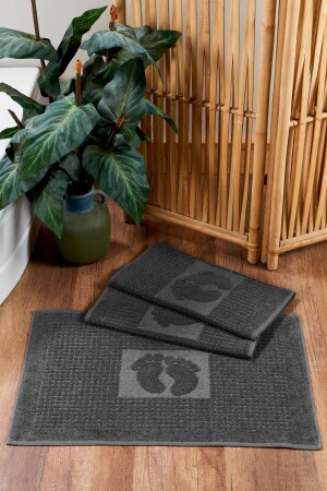 Anthracite Foot Towel-Mop Set 3 Pieces 780gr. TBA0304 - TABEA HOME