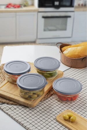 Anthracite Gray Covered Breakfast Snack Bowl Set of 8 (GLASS WITH LOGO) - Paşabahçe