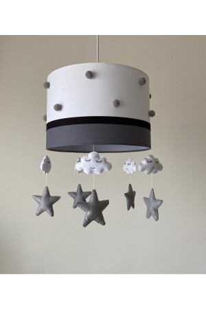 Anthracite Gray Pompom Baby Kids Room Chandelier Ponpon1 - atölye ay ışığı