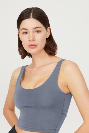 Anthracite Lightly Supported Back Detailed Covered Crop Top Bustier Cropped - Los Ojos