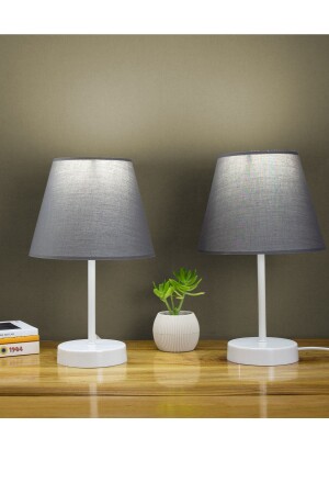 Anthracite Modern Double Bedroom Lampshade White Leg Table Lamp ABS lampshade-5000x2 - Vivido Abajur