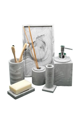 Anthracite Pattern Concrete Bathroom Set BM-142 - betonmall