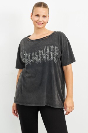 ANTHRACITE SHORT SLEEVE CHANGE STONE T-SHIRT - Curly