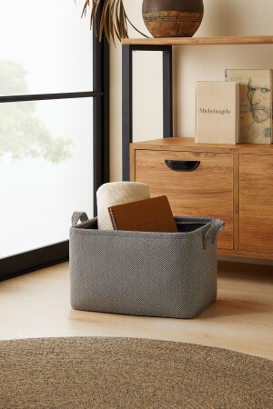 Anthracite Textured Cabinet Laundry Toy Organizer Folding Storage Basket Organizer 36x27x22 - Ocean Home Textile