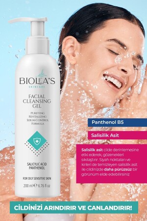 Anti-Acne Face Wash Gel for Oily, Sensitive Skin Salicylic Acid + Panthenol 200 ml GST-10 - Biolea's skincare