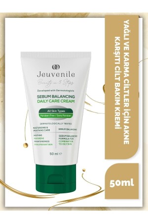 Anti-Acne Skin Care Cream for Oily and Combination Skin 50 Ml - Sebum Balancing Cream 50 Ml 8682397030314 - Jeuvenile