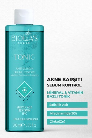 Anti-Akne Talgkontrolle Reinigendes Tonikum Salicylsäure + Vitamin B3 + Zink 200 ml GST-09 - Biolea's skincare