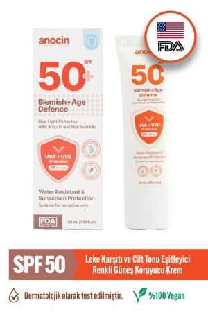 Anti-Blemish and Skin Tone Equalizing Colored Sunscreen Cream SPF 50 Anti-aging blemishsuncream50spf - anocin