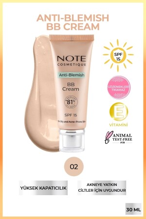 Anti-Blemish BB Cream 02 BB-Creme für zu Akne neigende Haut LSF 15 - Note Cosmetics