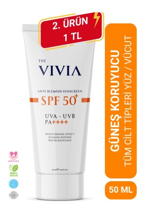 Anti-Blemish Hochschützende Gesichts-Sonnencreme für alle Hauttypen LSF 50+ 50 ml - The Vivia