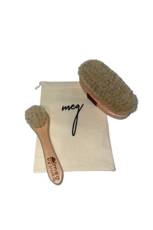 Anti-Cellulite Natural Horsehair Cellulite Brush and Horsehair Face Brush MEG02 - MEG Dry Brush