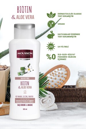 Anti-hair loss and hair growth aid hair care cream and mask containing biotin and aloe vera 365 ml - Mousson
