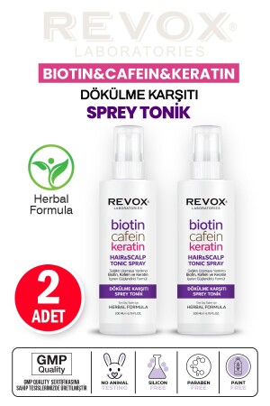 Anti-Hair Loss Spray Tonic Containing Biotin-Caffeine and Keratin, Helping Healthy Growth 200ml. 2pcs - Revox