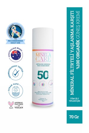 Anti-Makel- und Anti-Aging-Vitamin-C-Bio-Mineralfilter-Gesichtssonnenschutz LSF 50 70 g - Minelacare