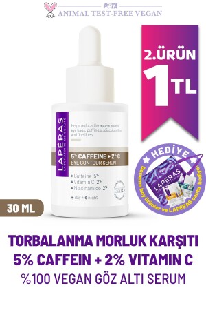 Anti-Puffing and Dark Circles 5% Caffeine 2% Vitamin C Brightening Caffeine Vegan Under Eye Serum - Laperas