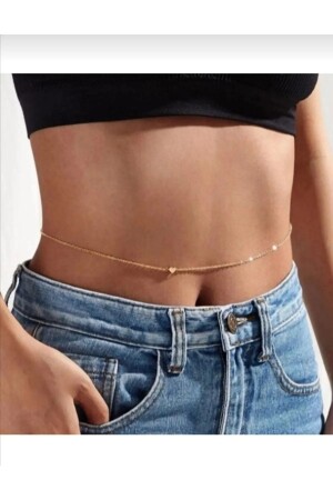Anti-tarnish Gold Color Waist Chain and Waist Necklace with Small Heart Figure - Chehra Design