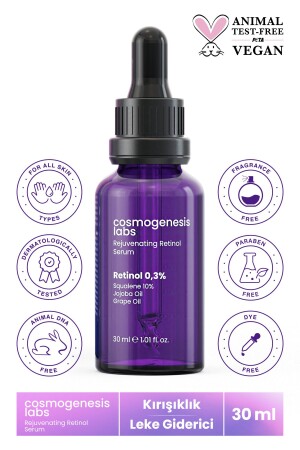 Anti-Wrinkle Retinol Serum 30ml Vegan Revitalizing Blemish Remover Flexible Appearance (%0). 3 Retinol) CGL102 - Cosmogenesis Labs