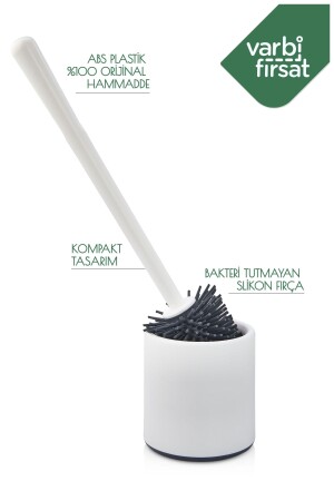 Antibacterial Silicone Tip Toilet Brush Set - Toilet and Toilet Bowl Cleaning Brush - Varbifırsat