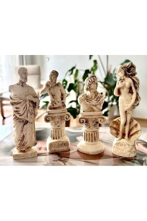 Antike griechische mythologische Skulpturen-Set – 4er-Set – Skulpturen-Set – böhmische Skulptur - Elada Beton