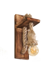 Antike Wandleuchte aus Holz mit rustikalem Jut-Seil 64801081701 - LEVANT